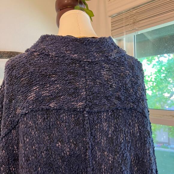 Free People Blue Chunky Knit Nightingale Oversized Pullover Sweater Size Large - Picture 11 of 13